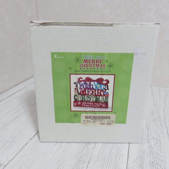 I Wish You a Merry Christmas with Peace, Joy, Hope & Love Resin Tabletop Plaque - Picture 3 of 3